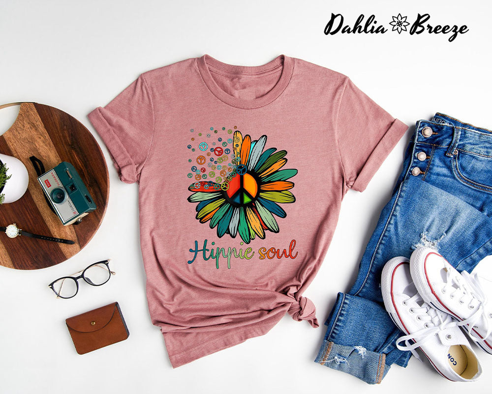 T-shirt Hippie Soul Paix Fleur