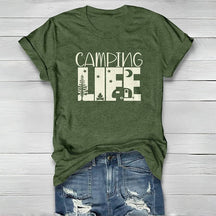 Camping Life Print Crew Neck T-shirt