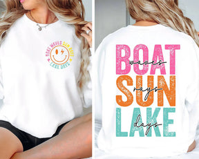 Boat Waves Sun Rays Lake Days Sweatshirt