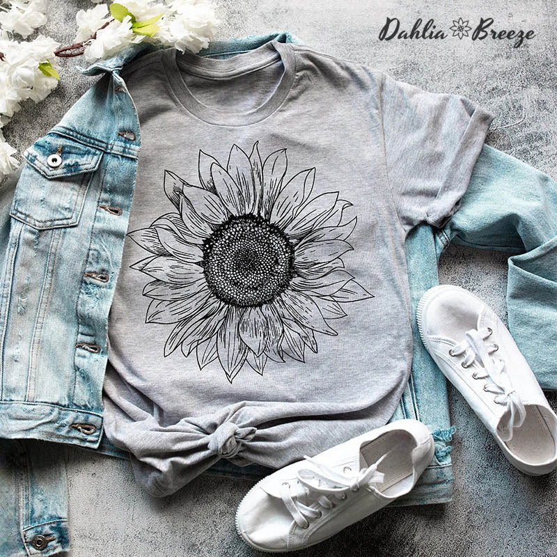 Sunflower Print Trendy T-shirt