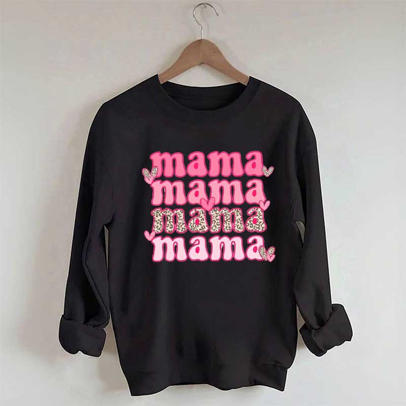 Cute Heart Mama Print Sweatshirt