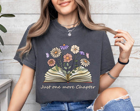 Just One More Chapter Flower Book T-shirt