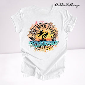 The Beach Fixes Everything Cute Beach Vacation T-shirt