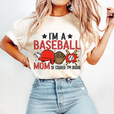 Funny Baseball Mom Print T-shirt
