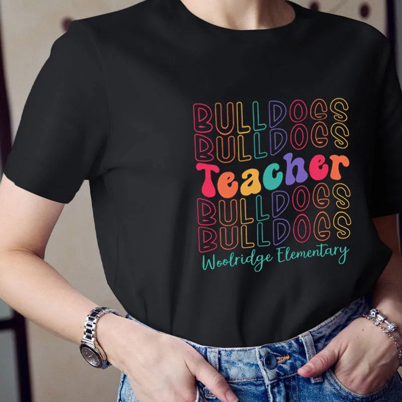 Colored Letters Teacher T-shirt