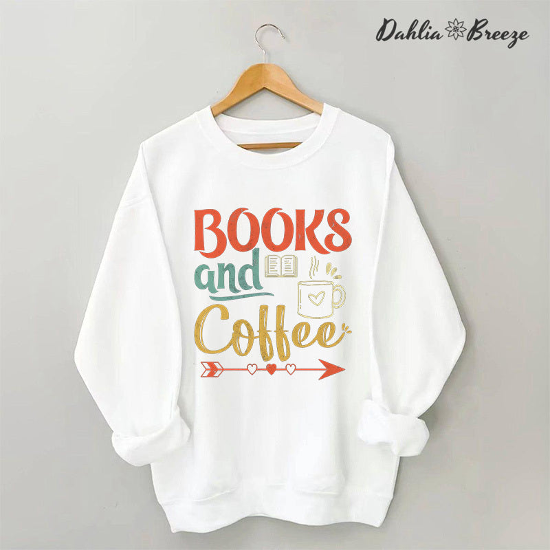 Sweat-shirt bookish café et livre vintage