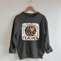 Teacher Leopard Apple Sweatshirt