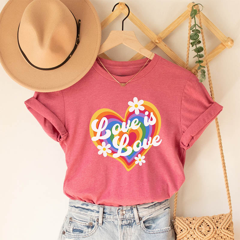 Vintage Rainbow Heart Love Is Love T-shirt