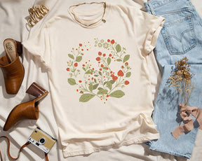 Boho Strawberry Botanical T-shirt