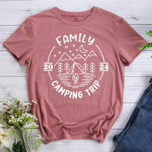 Family camping Trip Round Neck T-shirt