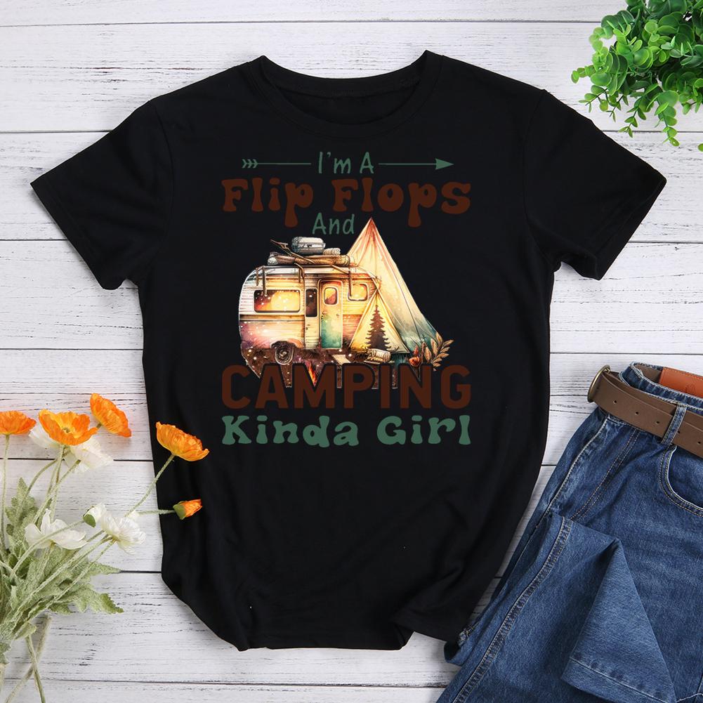 Camping Kinda Girl Round Neck T-shirt