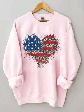 American Flag Leopard Heart Sweatshirt