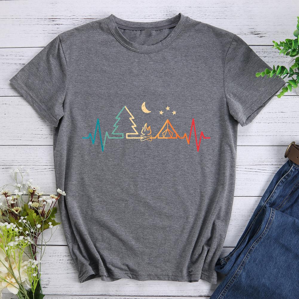 Heartbeat Camping Round Neck T-shirt