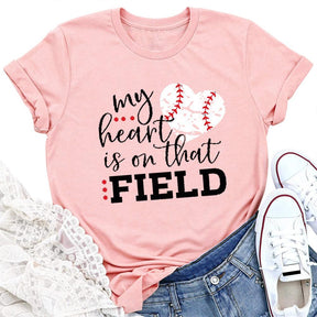 Heart Letter Print Baseball T-shirt