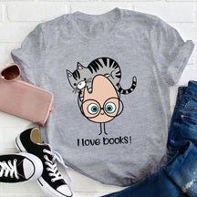 T-shirt Chat J'aime les livres