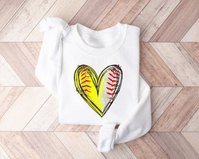 Softball Distressed Heart Sweatshirt