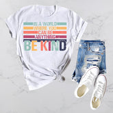 Be Kind Letter Striped Print T-shirt