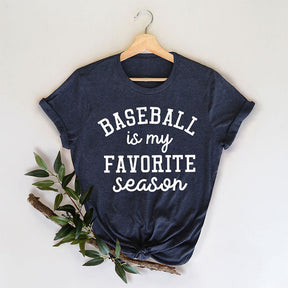 Baseball Is My Favorite Season Letter Print T-shirt