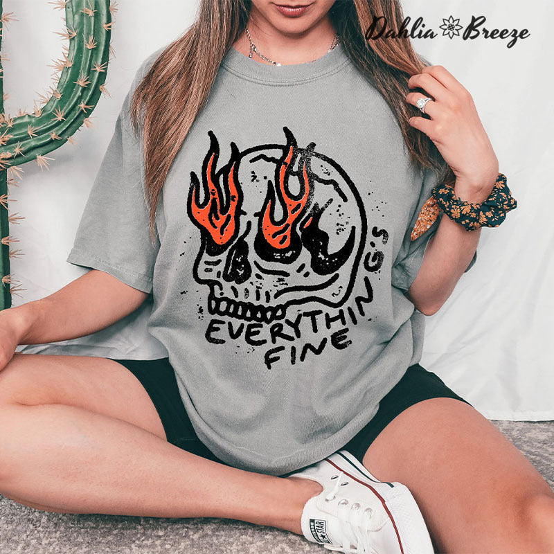Everything Is Fine Vintage Skull T-shirt