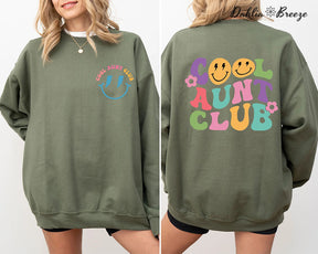 Cool Aunt Club Sweat-shirt imprimé devant et dos