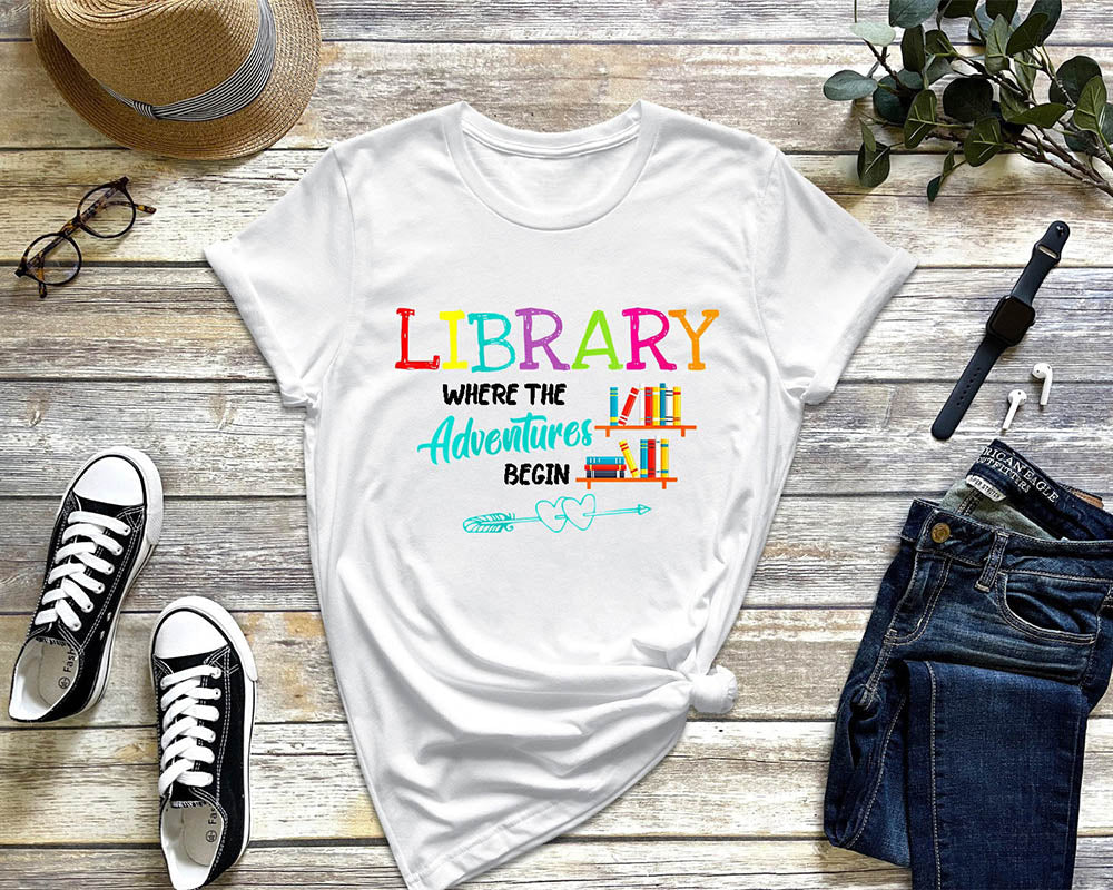 T-shirt Bibliothèque Où commence l'aventure