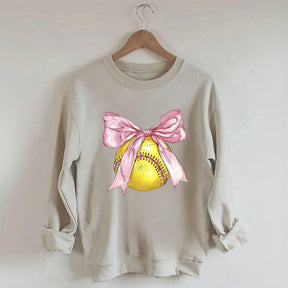 Coquette Pink Bow Softball Mama Sweatshirt