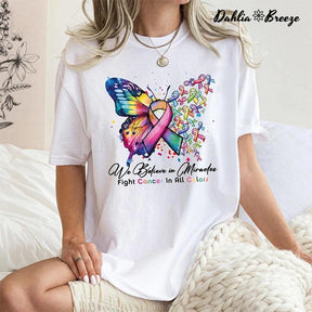 Cancer Warrior Butterfly Print T-shirt