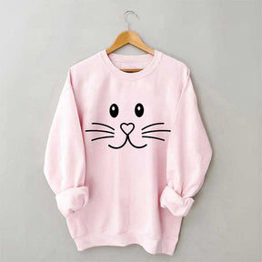 Sweat-shirt Joyeuses Pâques avec visage de lapin