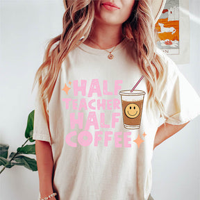 Retro Half Teacher Half Coffee T-shirt