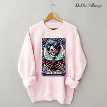 The Reader Tarot Card  Booktrovert Skull Sweatshirt