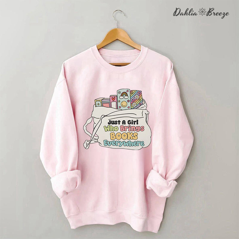 Sweat-shirt Juste une fille qui apporte des livres partout