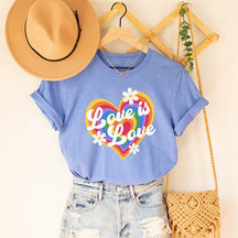 Vintage Rainbow Heart Love Is Love T-shirt