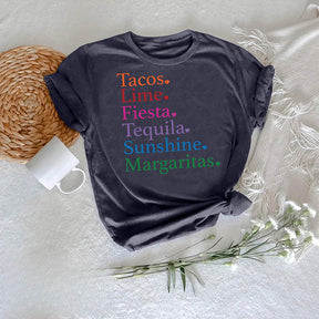 Tacos And Tequila Letter Print T-shirt