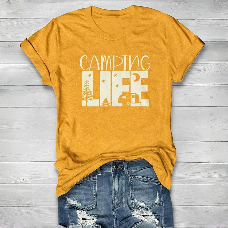 T-shirt ras du cou imprimé Camping Life