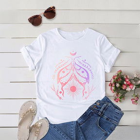 Vintage Moon Butterfly Print T-shirt