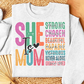 She is Mom Letter Print Sweatshirt