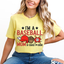 Funny Baseball Mom Print T-shirt