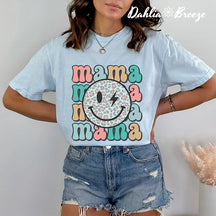 Retro Smiley Face Mama T-shirt