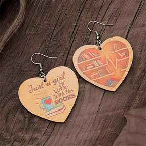 Book Lover Heart Earrings