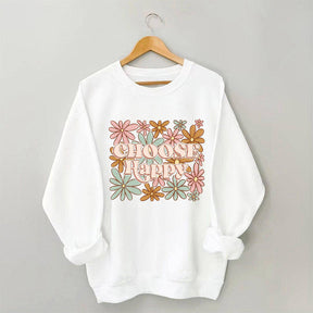 Choose Happy Flowers Print Sweatshirt