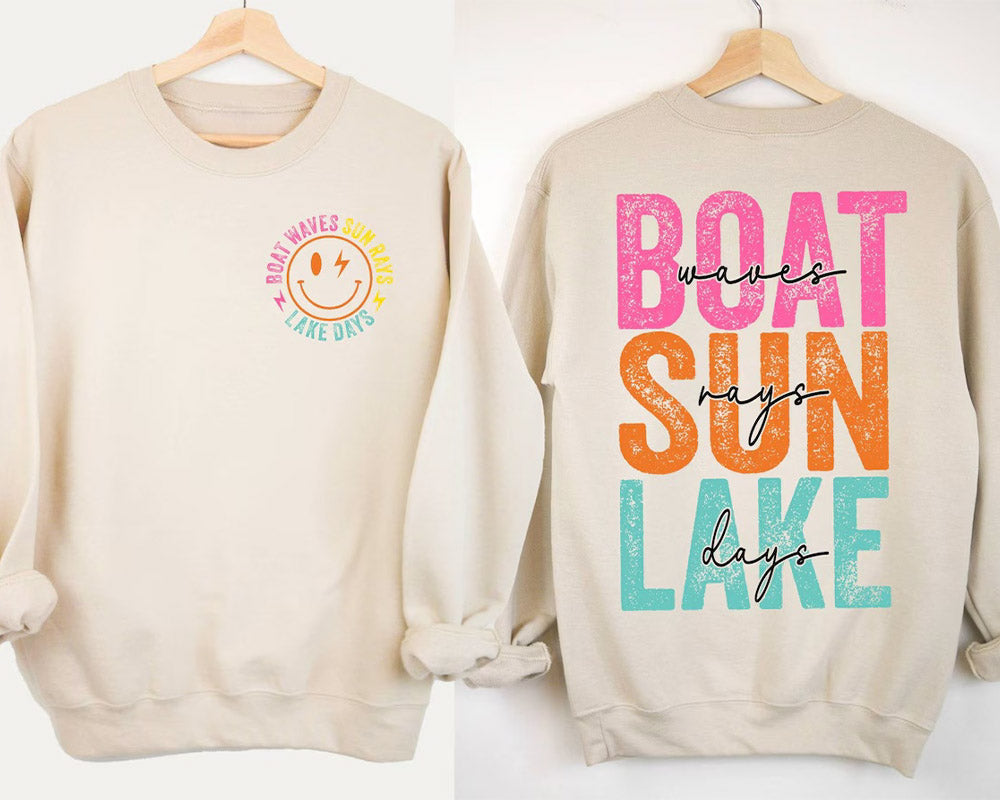 Boat Waves Sun Rays Lake Days Sweatshirt