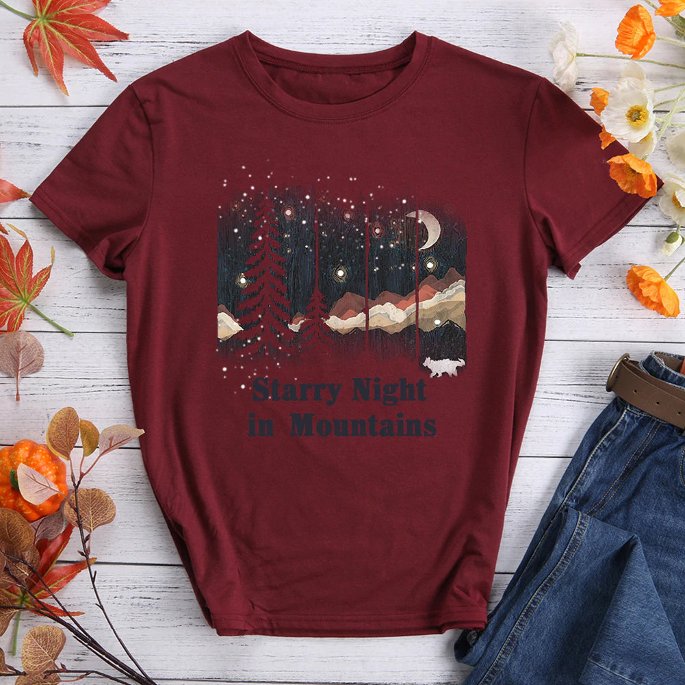 Starry Night In Mountains T-shirt