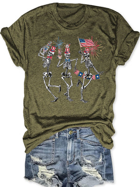 Dancing Skeleton  American Flag T-shirt