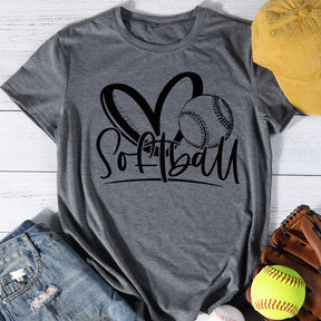 Softball Heart Print T-shirt