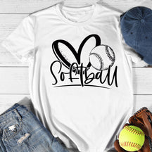 Softball Heart Print T-shirt