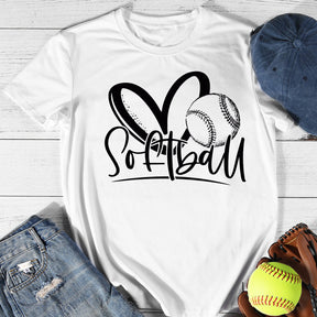 Softball Heart Print T-shirt