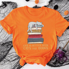 Life Is Better With Cats And Books T-shirt