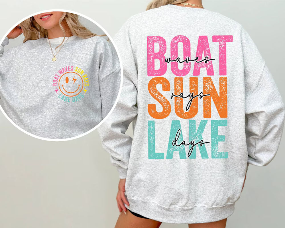 Boat Waves Sun Rays Lake Days Sweatshirt