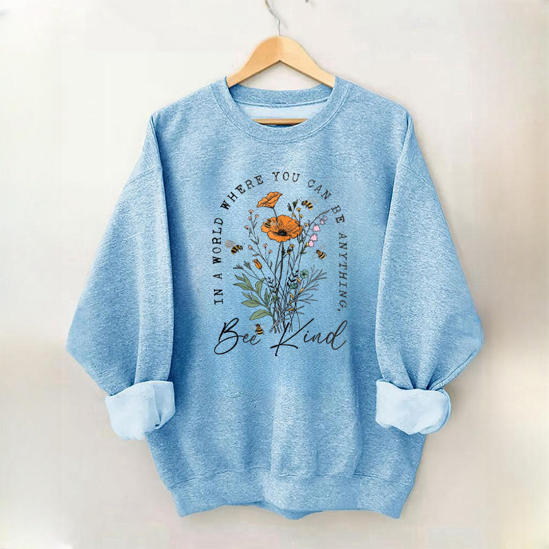 Bee Kind Floral Print Sweatshirt