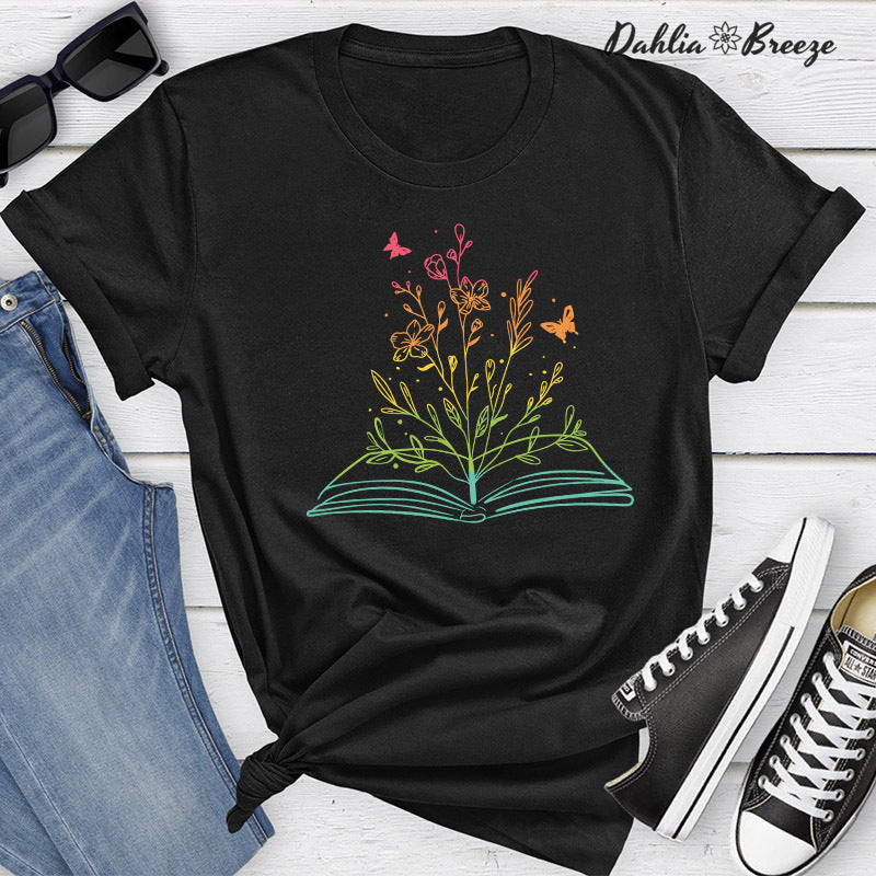 T-shirt imprimé plante florale Book Lover